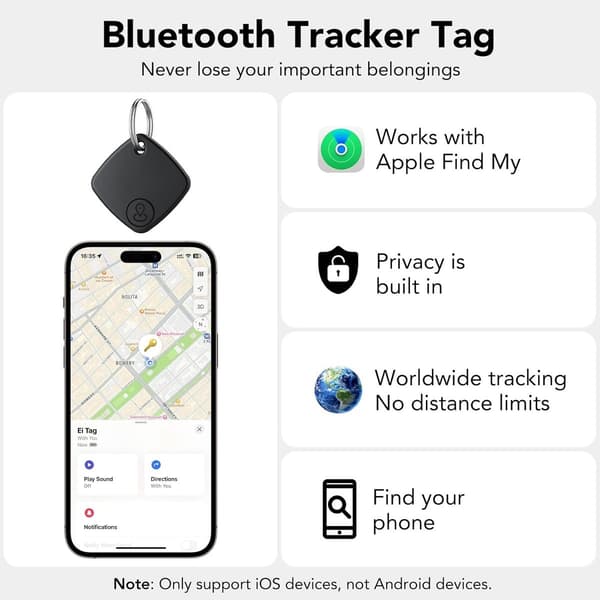 GPS-tracker, 2 stk, GPS-tracker med app, tyverisikring, Bluetooth-tracker for Apple Find My APP (kun iOS), GPS-tracker med nøkkelring