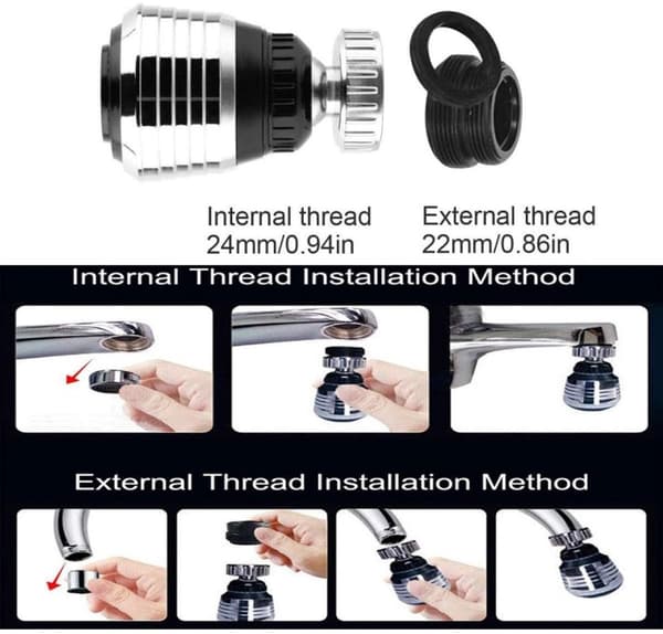 5-pack - 360° Roterande Kranluftare - Tryckkranfilter - Köksaccessoarer