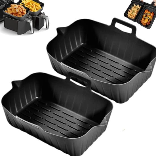 Airfryer-tilbehør - Bakepapirsubstitutt - Kurv bakeform - Gjenbrukbar - 2 stk - 22*16*6 cm