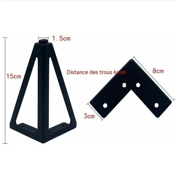 4 sorte udskiftnings møbelben i metal, 15 cm hver, egnet til møbler, skabe, sofaer og andre møbelben. (15 cm, lys sort)