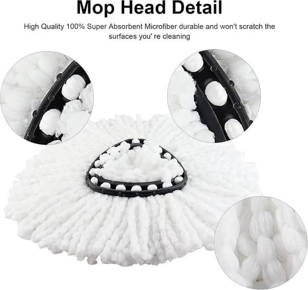 5 mopprefiller lämpliga för Vileda O-Cedar swivel mopp, enkla refiller, mikrofibermopp, 360 graders swivel mopp för rengöring av golv, triangulär form