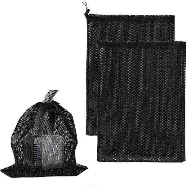 2-pack - Vattenpumpsfilterpåse, Vattenpumpsskyddspåse, Utomhuspoolfilter, Filterpåse 45cm (Svart)