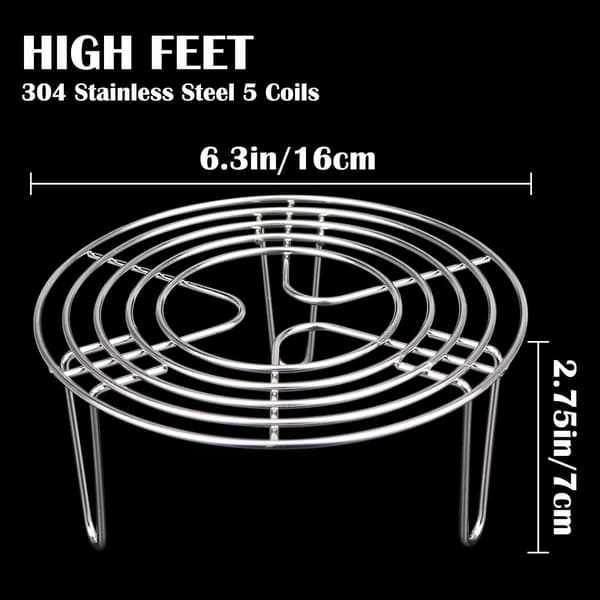 Todelt dampstativsæt - 7-hullers multifunktionelt foldbart æggedampstativ - 17 x 17 x 5 cm (sølv)