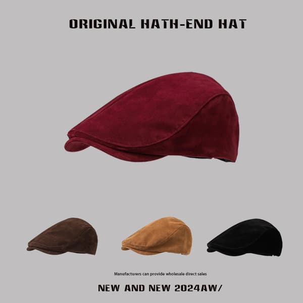 Retro gadehat i japansk stil, moderigtig hat i britisk stil til efterår/vinter, sort