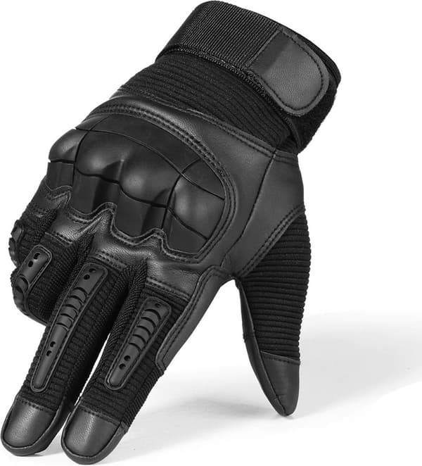 Luksus motorcykelhandsker med kno-beskyttelse - Velcro - Sort - Størrelse M