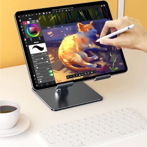 Tablet Stand, Tablet Holder, Metal Foldbart Skrivebordsstativ til Mobiltelefoner, Egnet til iPad Support