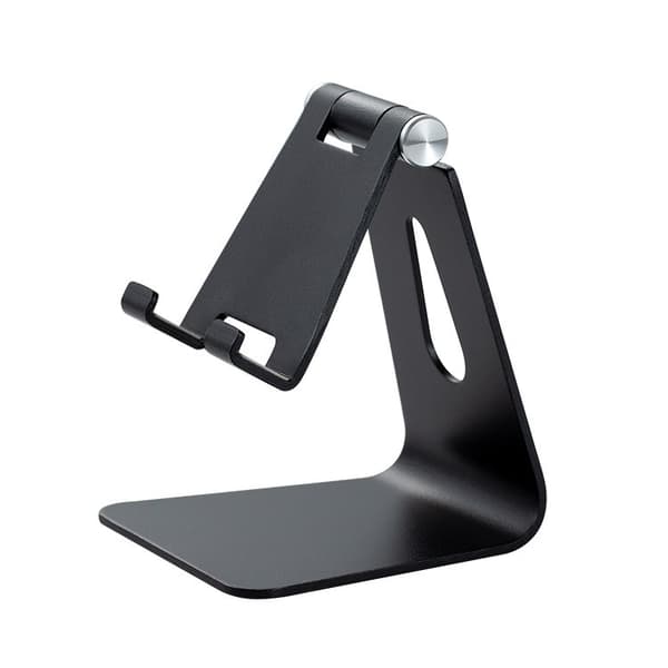 Telefonholder i aluminiumslegering, multifunktionel holder, sort