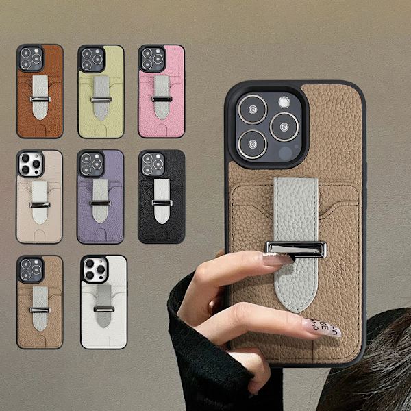 iPhone 14 Kortetui med Håndleddsstropp og Stativ (Rosa)