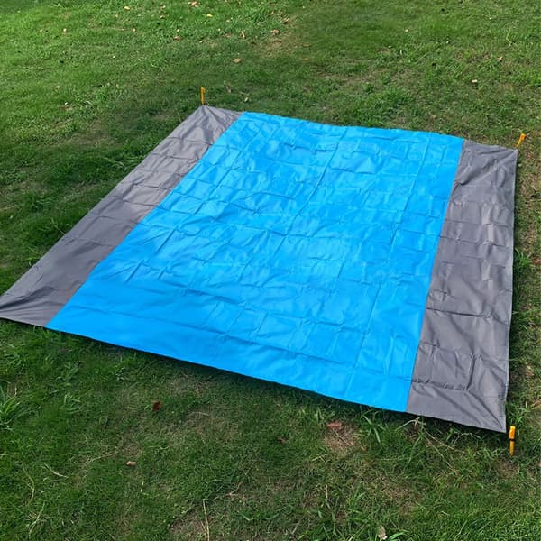 Strandmatte - campingmatte for plen - piknikmatte for stranden - 200 x 210 cm (blå)
