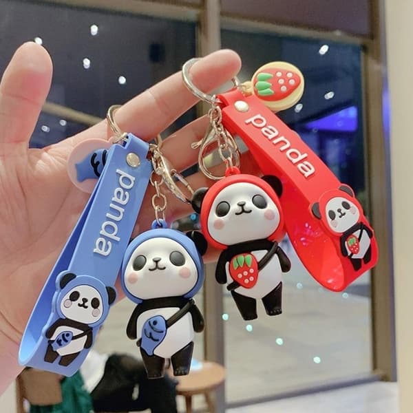 Panda nøglering, kreativt nøglevedhæng, blå