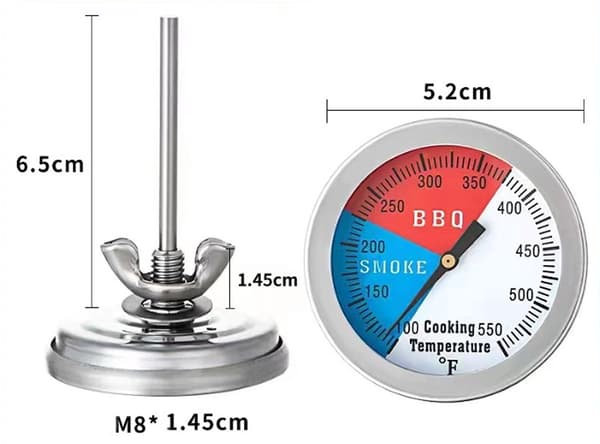 Ovntermometer, grilltermometer, kjøkken-/matlagingstermometer, ovntermometer for 37,7-287,7 grader Celsius