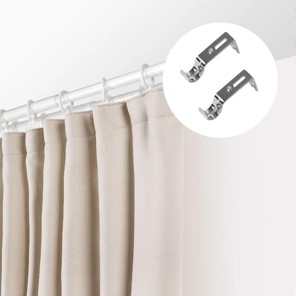 4-pack justerbara gardinstångshållare, väggfäste för hem, kontor, sovrum, garderob, badrum, silver