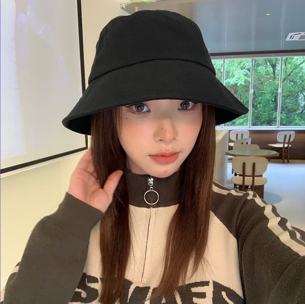 Bucket hat - Sommersolhat - Unisex sammenfoldelig hat - Ferie campinghat - 56-58 cm sort