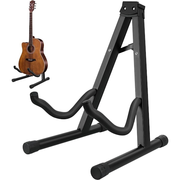 1-Del - Vikbart A-Typ Gitarrställ - Svart - 38cm Högt - 3D Design