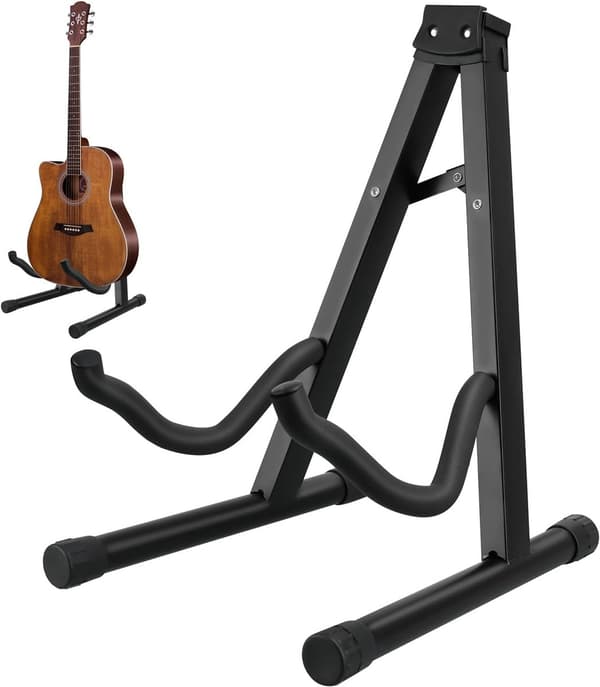 1-delt - Sammenleggbart A-Type Gitarstativ - Svart - 38cm Høyt - 3D Design