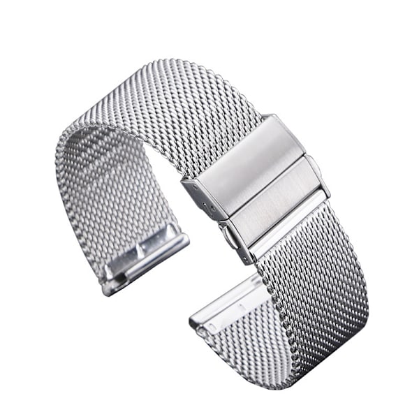Mesh Armbands Snabbkoppling Armbands Milanese Rostfritt Stål Mesh Armband för Ersättning, En Storlek Klockspänne Passar Apple Watch Silver 18mm