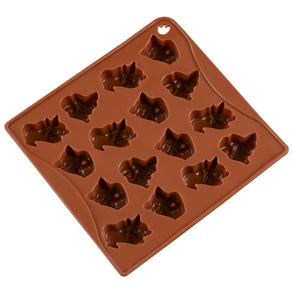 16 Hål DIY Silikon Material Fondantformar 3D Kattform Cho