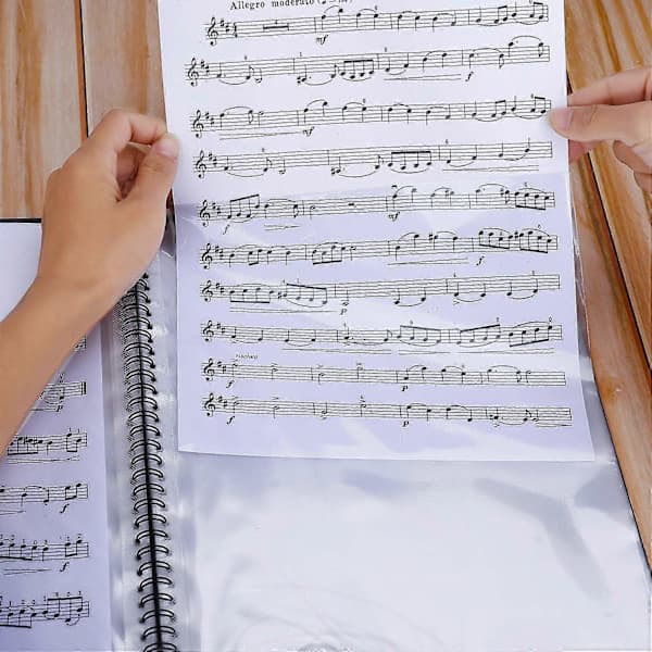 Musikmappe til optrædener A4-størrelse papirmappe til noder, 30 lommer, noder, musikmappefiler