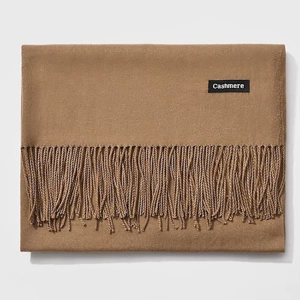 Brun/Beige viskose sjal - Mørk kaffebrun