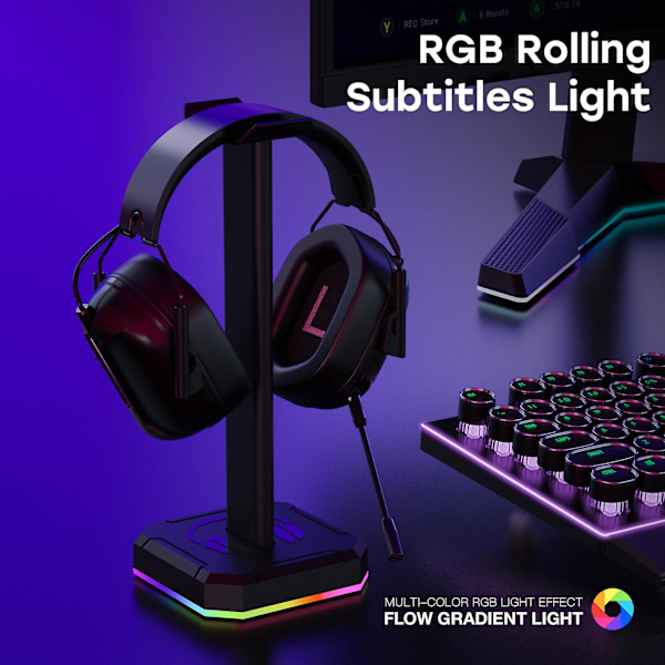 Rgb Øretelefon Display Stativ Med Usb Ladeport Skrivebord Pc Tilbehør