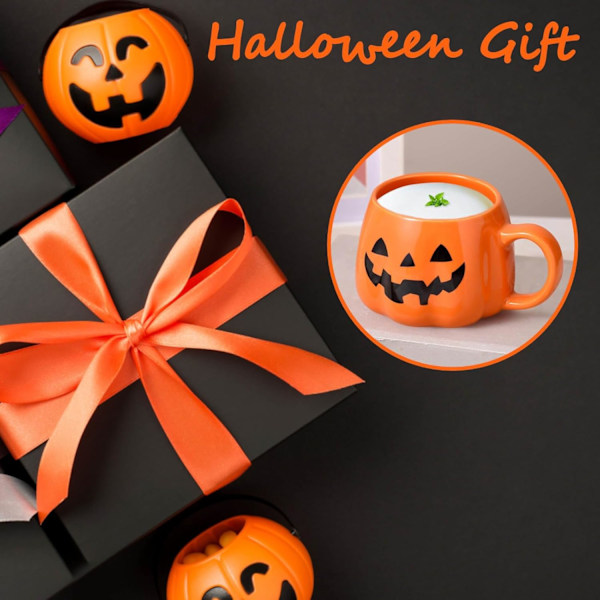 Halloween Pumpa Muggar, Söta Keramiska Pumpa Koppar Halloween Mugg Keramisk Pumpa Halloween-Tema Espresso Kopp Drickkopp Halloween Kaffe Koppar Black