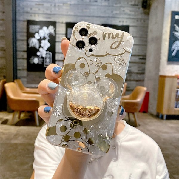Tecknat Fodral för iPhone och Bling Glittrigt Telefonstativ Sött Telefonfodral för Flickor Kvinnor Mickey iPhone 12 pro Mickey iPhone 12  pro