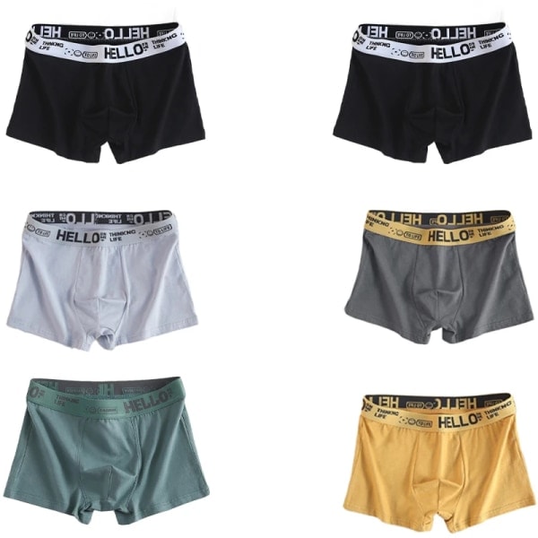 6 st herr underkläder herr bomulls underbyxor herr ren herr trosor shorts andas boxer bekväm mjuk plus storlek blandad färg XL55-65kg XL55-65kg