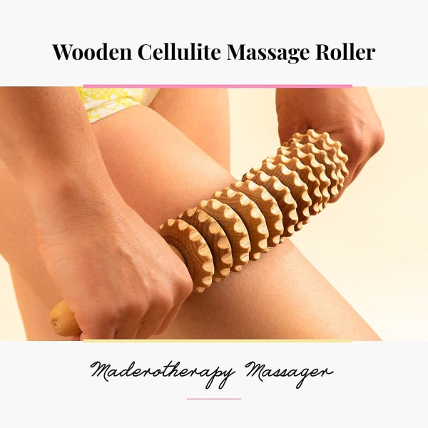 Anti-celluliter Massage Disc Massager Roller Med Handtag Trä1st