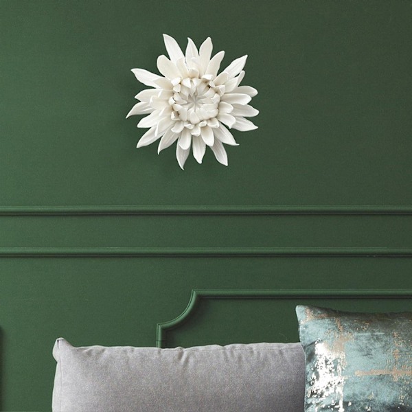 Väggdekoration 3D Keramisk Blomma Vit Kreativ Unik Keramisk Väggkonst Porslin