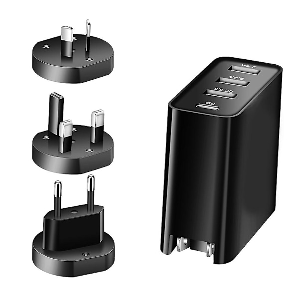 PD 48W Adapter för QC 3.0 Snabbladdning för Mobiltelefon Fyra Portar