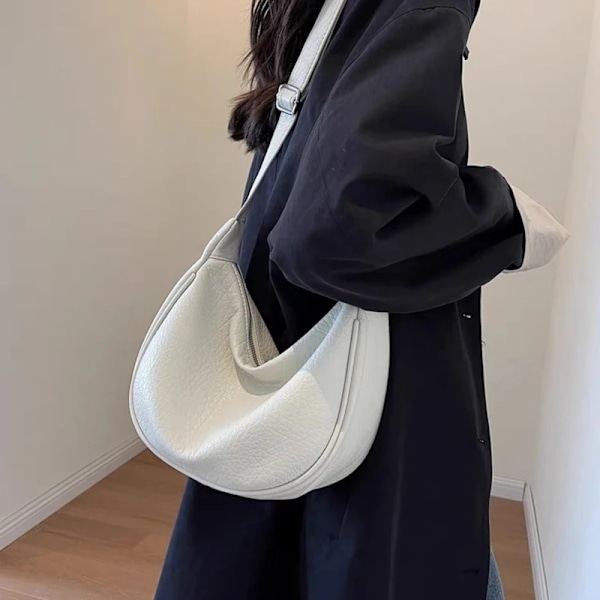 Dame Hobo-vesker i ensfarget, stor kapasitet, reiseveske, crossbody-veske, halvmåne skulderveske, daglige magevesker black