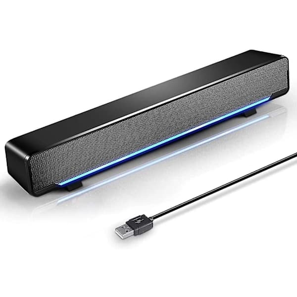 USB-drevne soundbar-højttalere til computer, stationær og bærbare computere, sort (USB)
