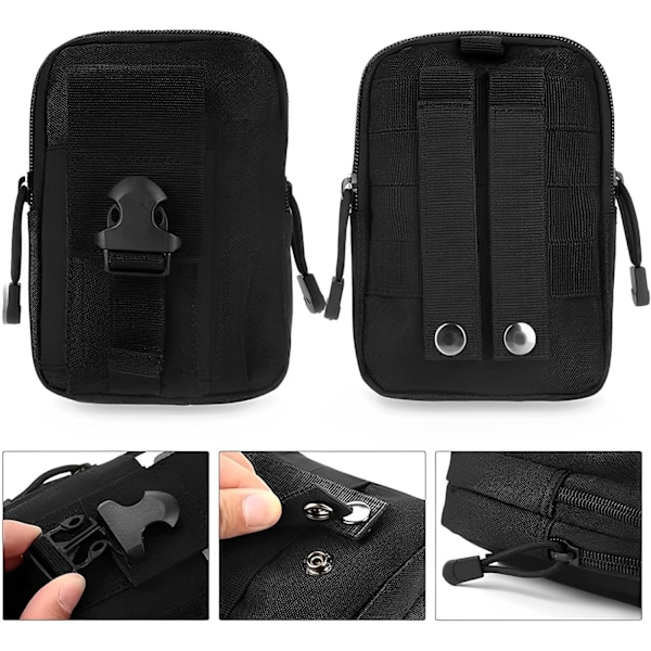 Taktisk Lomme, EDC Lomme, Beltelomme, Militær Ryggsekk, Utility Lomme, Beltelommer for Menn, Kompakt Utility Beltelomme Black
