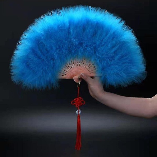 Feather Folding Fan Japanese Sweet Fairy Girl Gothic Court Dance Hand Fan Red