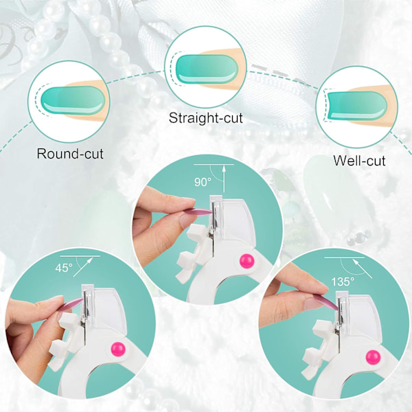 Akryl Nagel Klippare, Justerbar Nagel Tipp Klippare i Rostfritt Stål, Konstgjord Falsk Nagel Trimmer för Falska Nagelkonst Manikyr Projekt - Vit White