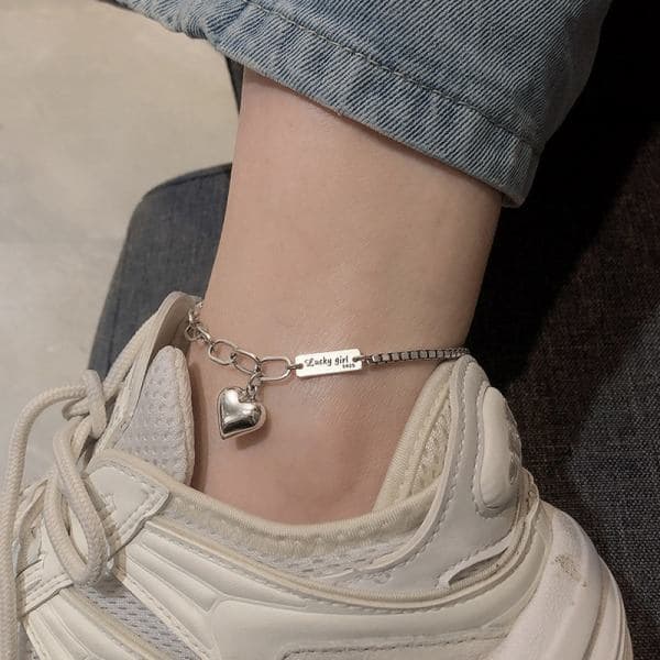 Love 925 sterling silver förlängd fotlänk