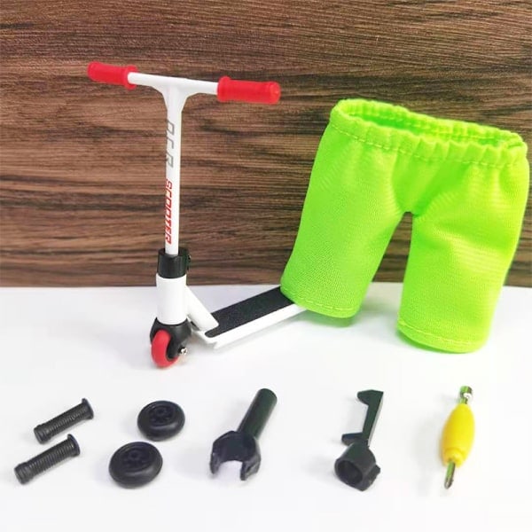 Finger Scooter med værktøj og sko Fingerboard tilbehør - 1 stk. fingerlegetøj til børn, fingerbukser hvide white