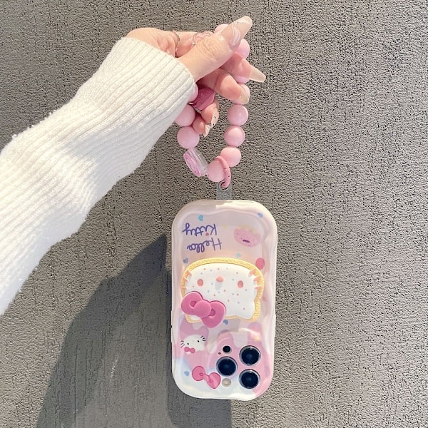 Kompatibelt Søtt Katte-deksel for iPhone, Rosa Kawaii med Stativ og Anheng, Tegneserie Gjennomsiktig Myk TPU Telefondeksel iPhone XR iPhone XR