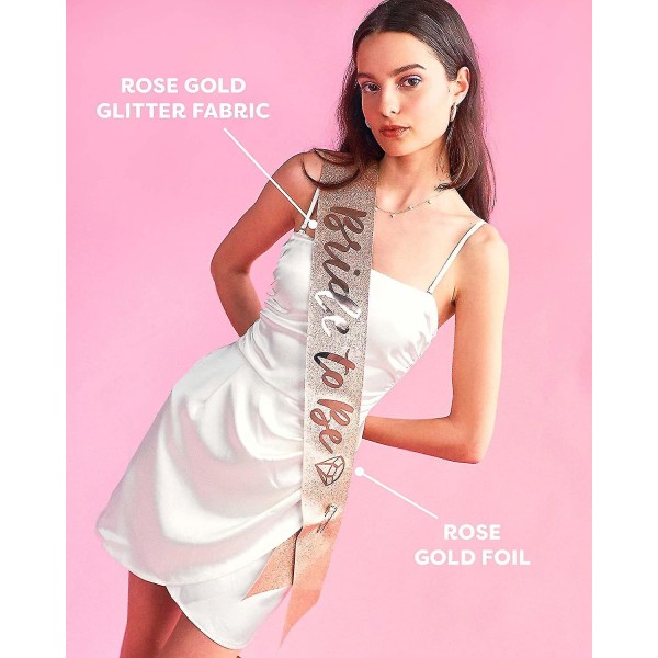 Rose Gold Glitter Bachelorette Party Sash Bride To Be | Möhippadekorationer, bruddusch, brudgåva