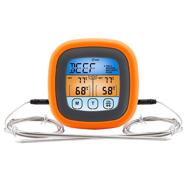 Kötttermometer för grillning rökning 2 Prober Touch Screen Temp