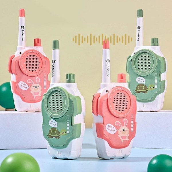 Børns trådløse walkie-talkie Pink rabbit + green turtle