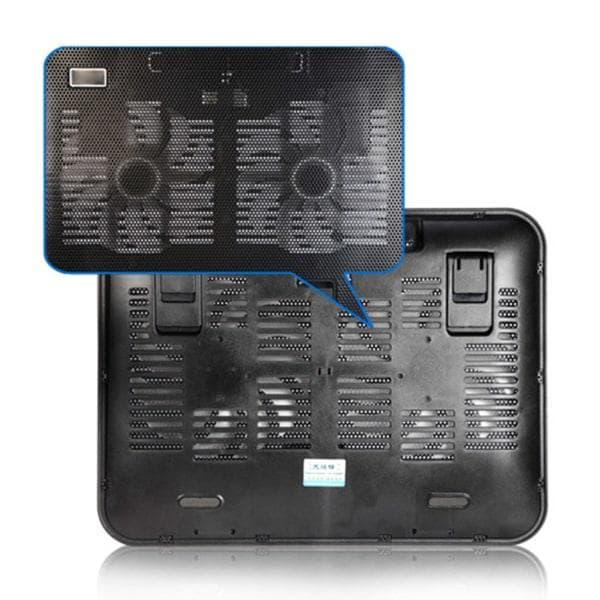 Metal Panel Dual Fan Notebook Køler Høj Hastighed Støjsvag Laptop Kølepude Slank Stand Holder til 14 Tommer PC Computer Sort