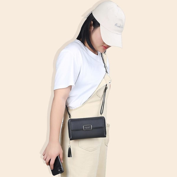 Dam PU Läder Clutch Lång Plånbok Korthållare Telefonväska Handväska Röd Red