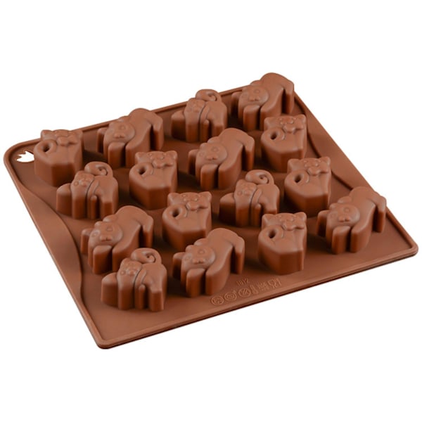 16 Hål DIY Silikon Material Fondantformar 3D Kattform Cho