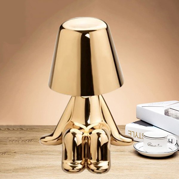Bedside Touch Bordslampa, Guld Thinker Lamp Skrivbordslampa Sladdlös Uppladdningsbar Bärbar Dekorativ Nattbordslampa Med USB laddning gold Sitting style 8903