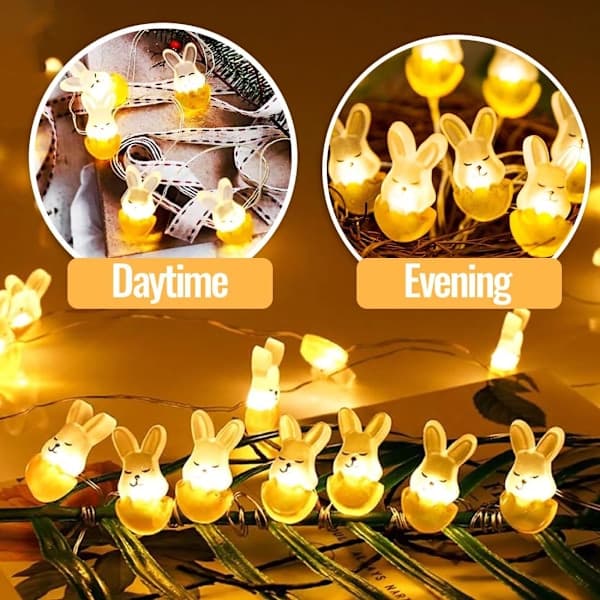 Påskehare Form Lys Kæde 220cm Mini LED Batteridrevet Påske LED Påskepynt Hare
