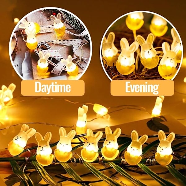 Påskhare Form Ljusslinga 220cm Mini LED Batteridriven Påsk LED Påskdekorationer Hare