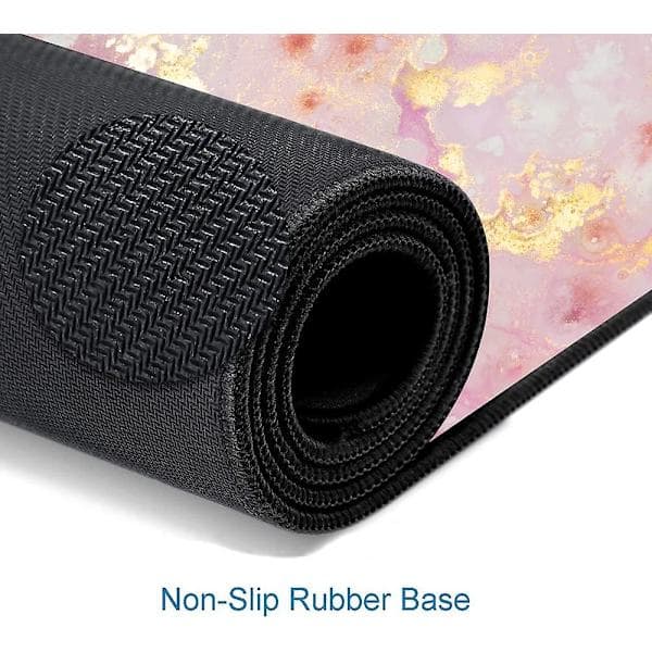 Stor Musematte, Søt Rosa Skrivebordsmatte for Datamaskin, Marmor Tastatur Musematte, Sklisikker Gummibase