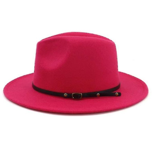 Kvinnor eller män Fedora-hatt i yllefilt Rose red