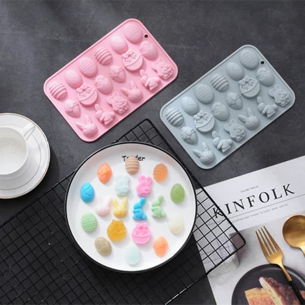 Multifunksjonell Silikonform Kanin Tema Eggformet Silikonform Bakeverktøy Gave Rosa Pink